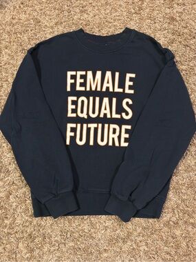 H&M Divided Womens Crewneck Sweatshirt Female Equals Future Navy White Size S